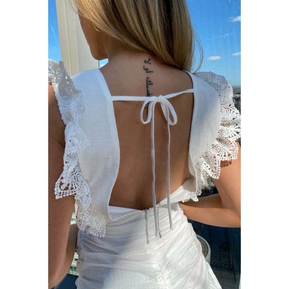 Sleeveless Lace Trim V-Neck Open Back Mini Dress - Picture 7 of 16